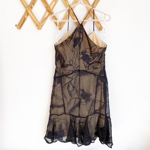 HALSTON HERITAGE sheer embroidered slip dress - Picture 4 of 4